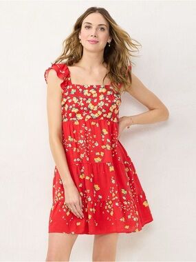 LC Conrad Red  Lemon print Summer Dress size Large